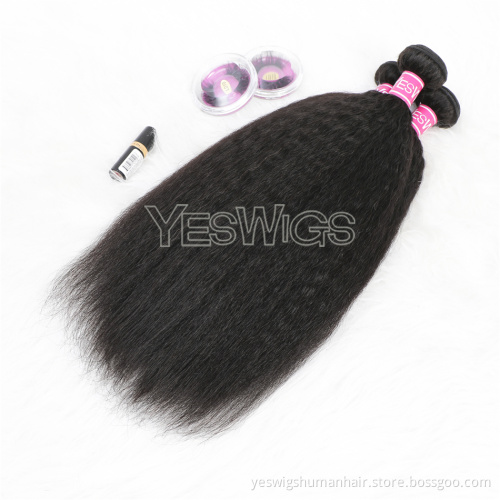 Kinky Straight Brazilian Human Hair Full Thick Bundles Vendor Wholesale Yaki Kinky Straight Extensions Double Weave Human Hair
